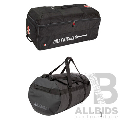 GRAY NICOLLS (GN1250) Cricket Bag and DENALI Expedition Duffle Bag - ORP $ 359 - Lot of 2