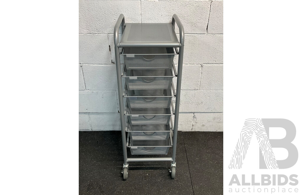 6-Drawer Steel Mesh Organiser Cart