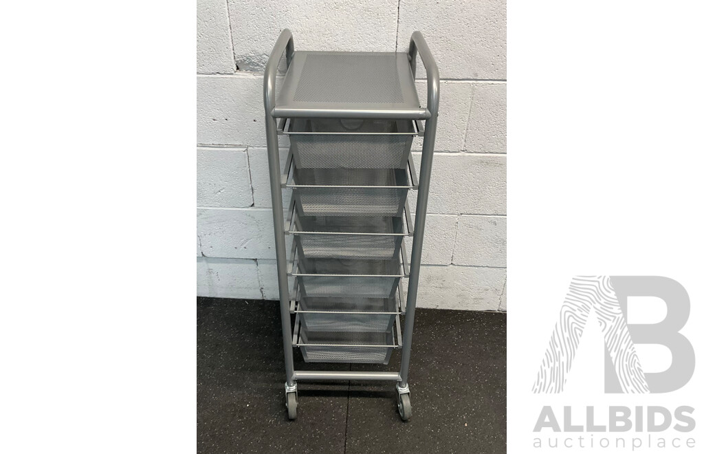 6-Drawer Steel Mesh Organiser Cart