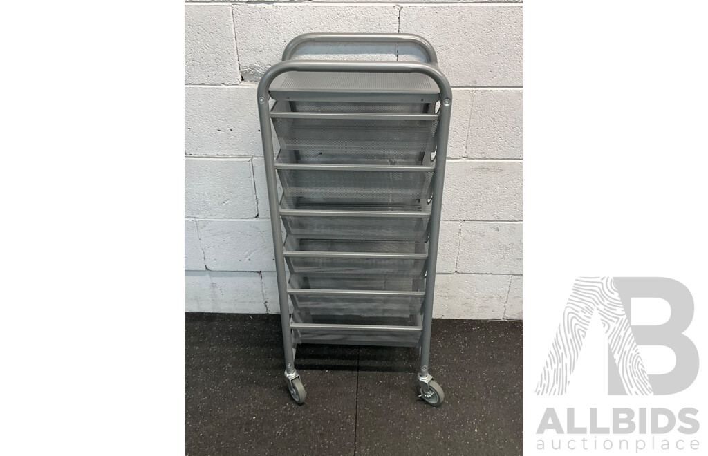 6-Drawer Steel Mesh Organiser Cart