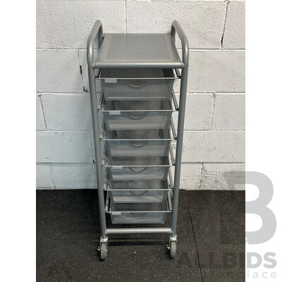 6-Drawer Steel Mesh Organiser Cart