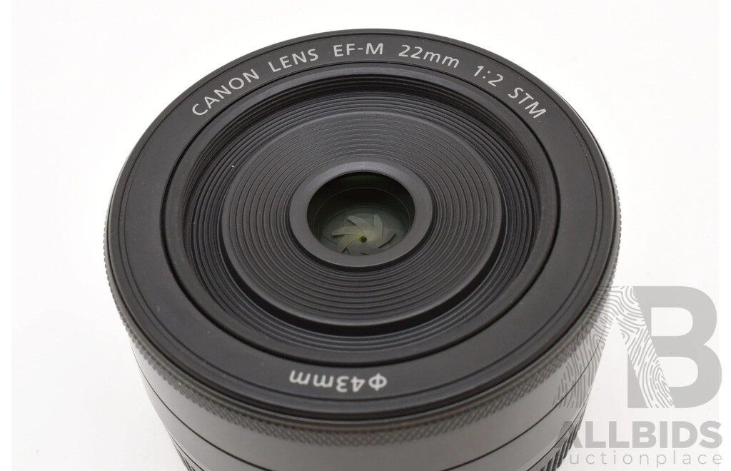 Canon EF-M 22mm F/2 STM Lens for EOS M EF-M Mount Black