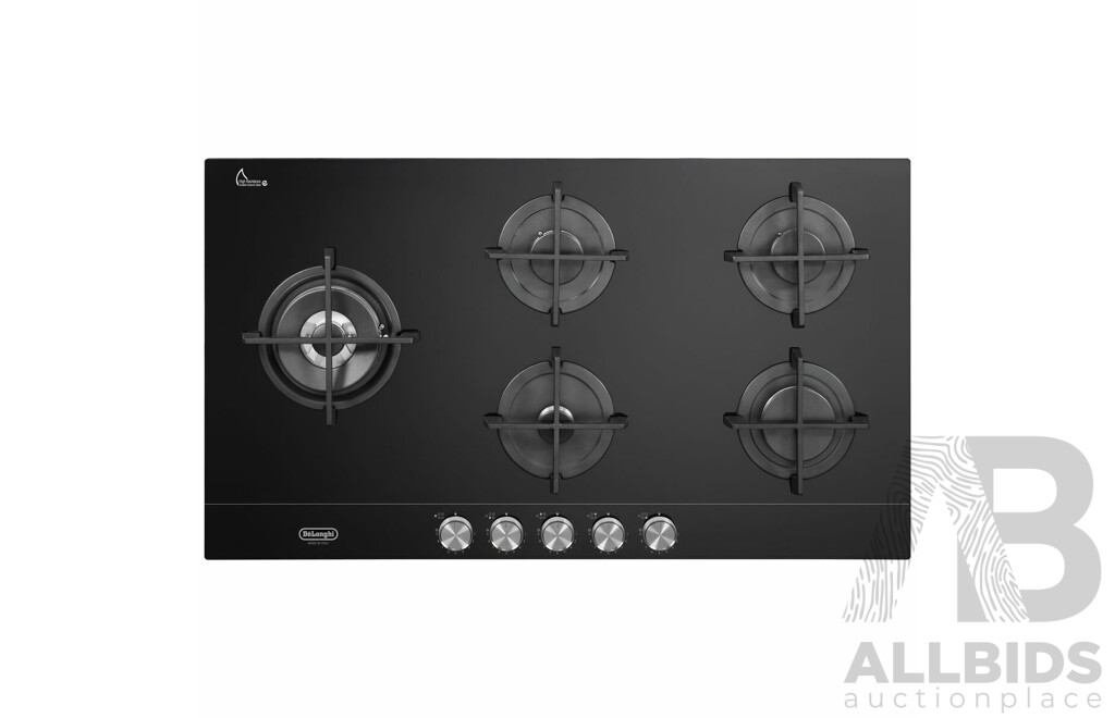 Delonghi 90cm 5 Burner Gas on Glass Cooktop NSL590DNCM  - ORP $1,399 - Brand New
