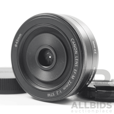 Canon EF-M 22mm F/2 STM Lens for EOS M EF-M Mount Black