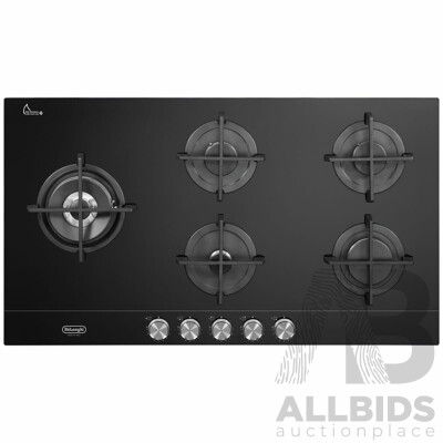 Delonghi 90cm 5 Burner Gas on Glass Cooktop NSL590DNCM  - ORP $1,399 - Brand New