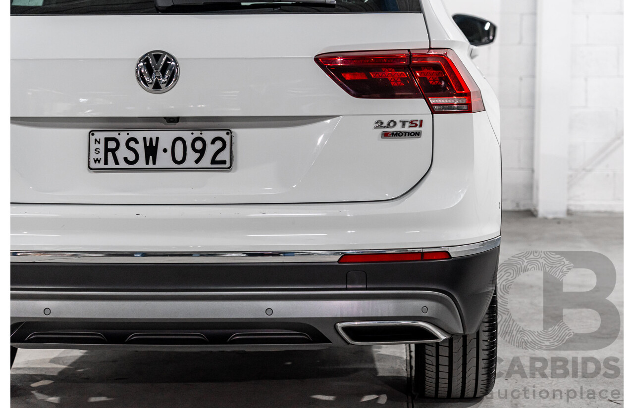 12/2017 Volkswagen Tiguan 162 TSI Sportline (AWD) 5NA MY18 4d Wagon Pure White Turbo 2.0L