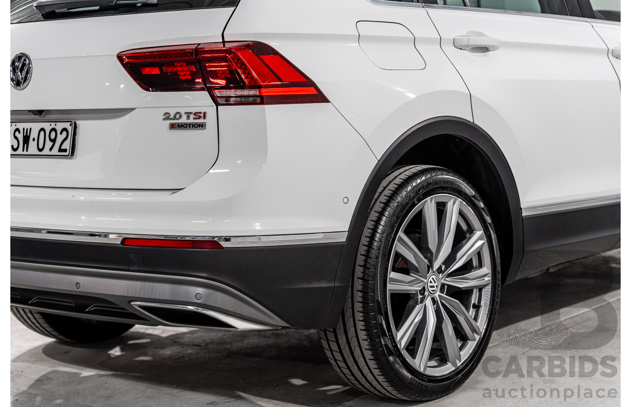 12/2017 Volkswagen Tiguan 162 TSI Sportline (AWD) 5NA MY18 4d Wagon Pure White Turbo 2.0L