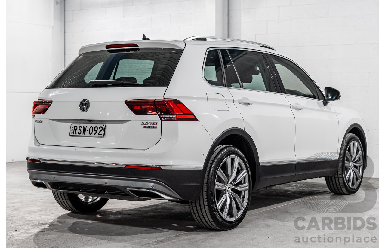12/2017 Volkswagen Tiguan 162 TSI Sportline (AWD) 5NA MY18 4d Wagon Pure White Turbo 2.0L