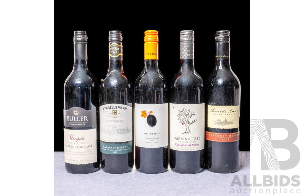 Collection of Five Various Australian Cabernet Merlot