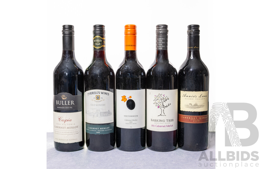 Collection of Five Various Australian Cabernet Merlot