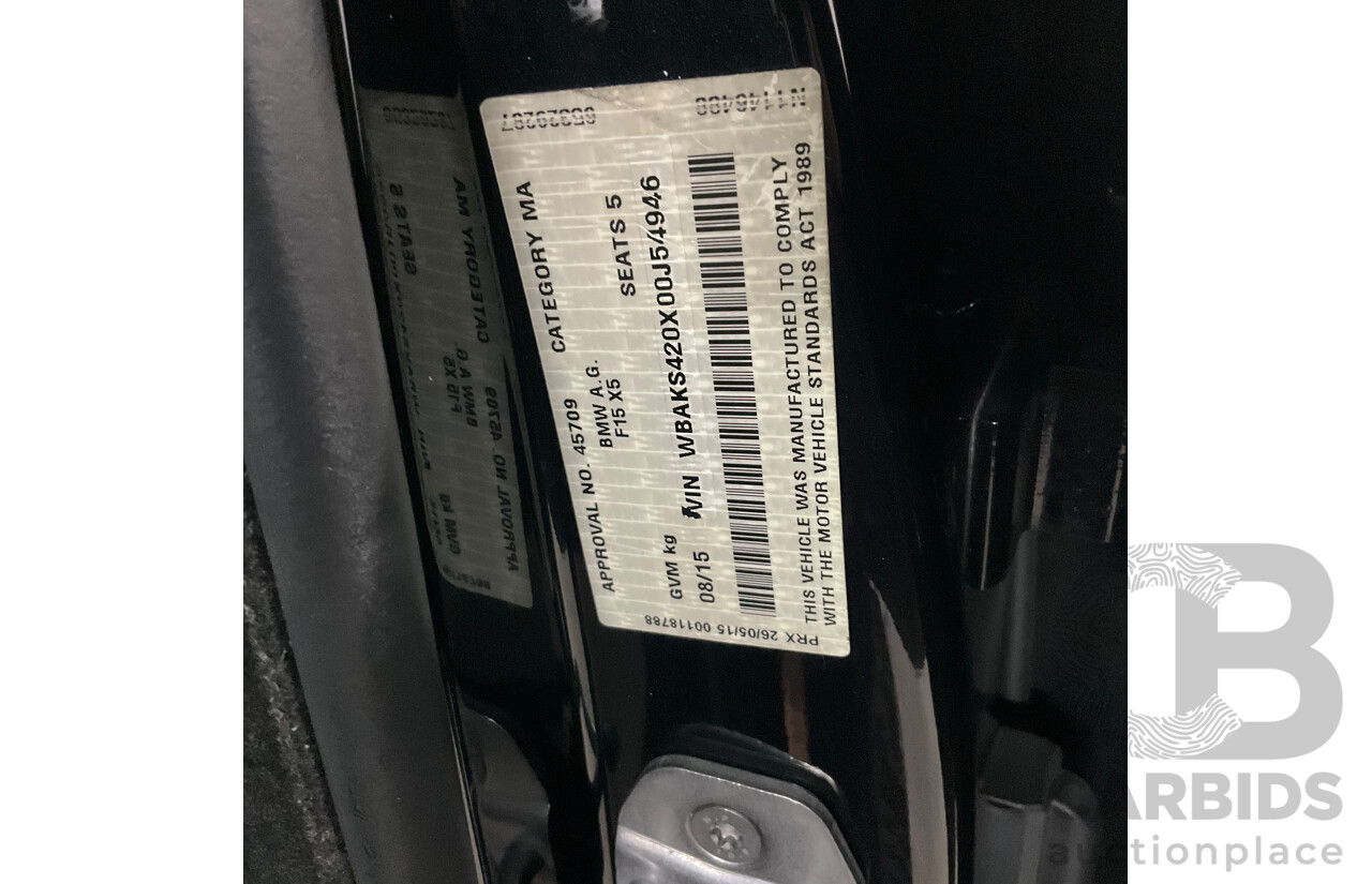 08/2015 BMW X5 xDrive30d (AWD) F15 MY15 4D Wagon Black Sapphire Metallic Turbo Diesel 3.0L