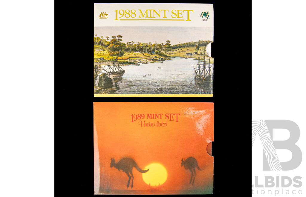 Australian RAM 1985 and 1987 Eight UNC Coin Sets