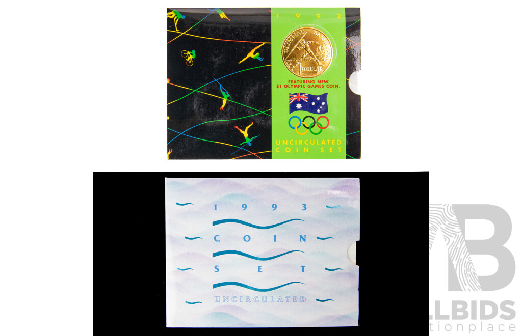 Australian RAM 1992 and 1993 UNC Six Coin Sets, Land Care and Olympic