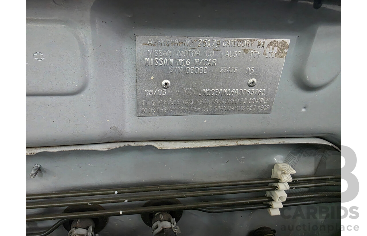 8/2003 Nissan Pulsar ST-L N16 4d Sedan Silver 1.8L