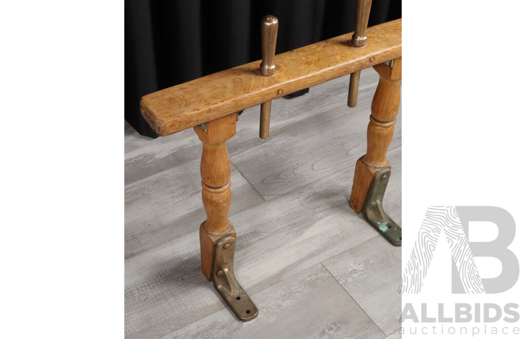 Pair of Timber Yatch Bannisters with Brass Belaying Pins