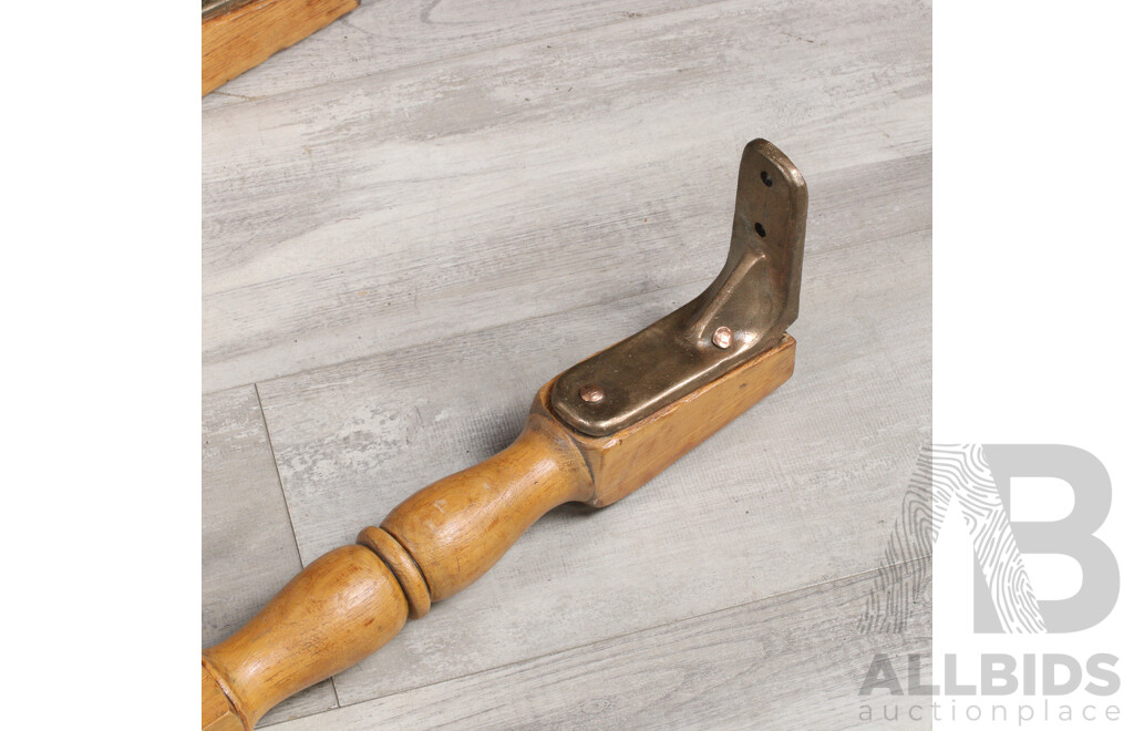 Pair of Timber Yatch Bannisters with Brass Belaying Pins