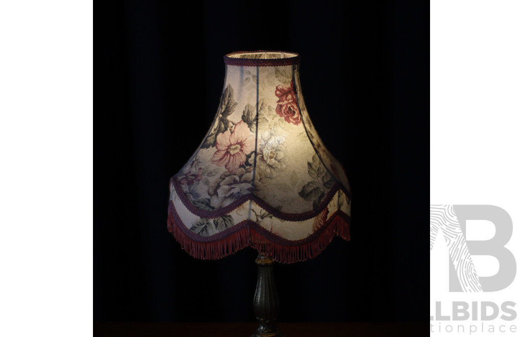 Pair of Brass Table Lamps with Fabric Shades