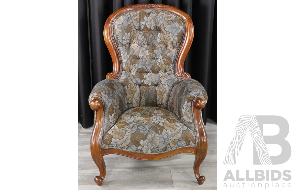 Pair of Reproduction Mahogany Grandfather/Grandmother Chairs