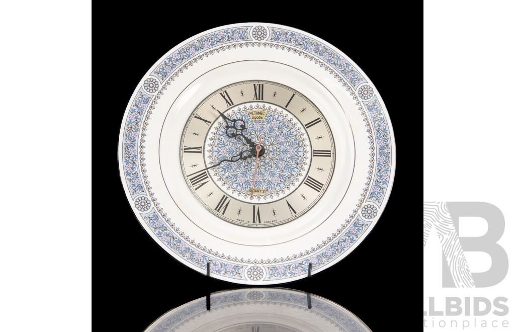 Retro Spode Porcelain Plate with Metamec Quartz Clock