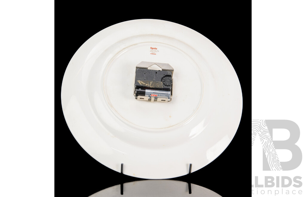 Retro Spode Porcelain Plate with Metamec Quartz Clock