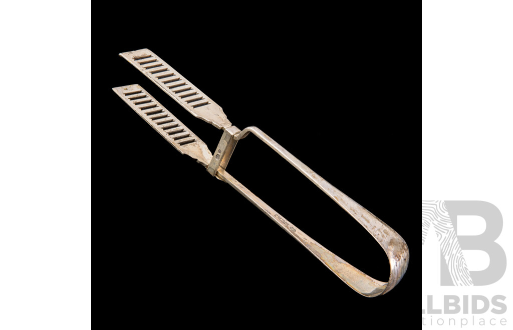 Antique Sterling Silver Asparagus Tongs, Sheffield, 1921. Weight: 131gm