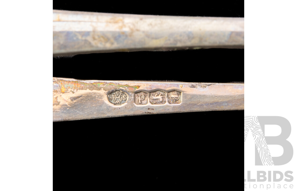 Antique Sterling Silver Asparagus Tongs, Sheffield, 1921. Weight: 131gm