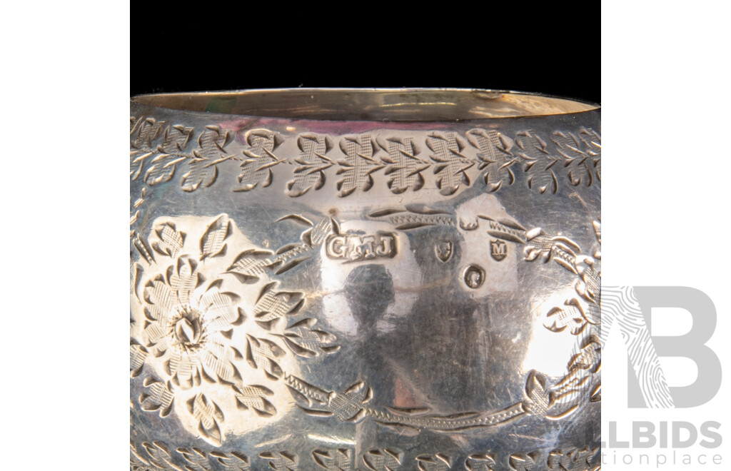 Collection Antique Sterling Silver Comprising Pair Napkin Rings in Original Case, London 1887, Small Jug, Birmingham 1911 & Teaspoon London 1788, Total Weight: 91gm