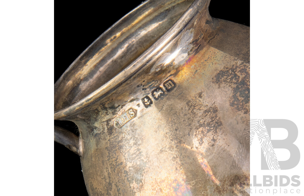 Collection Antique Sterling Silver Comprising Pair Napkin Rings in Original Case, London 1887, Small Jug, Birmingham 1911 & Teaspoon London 1788, Total Weight: 91gm