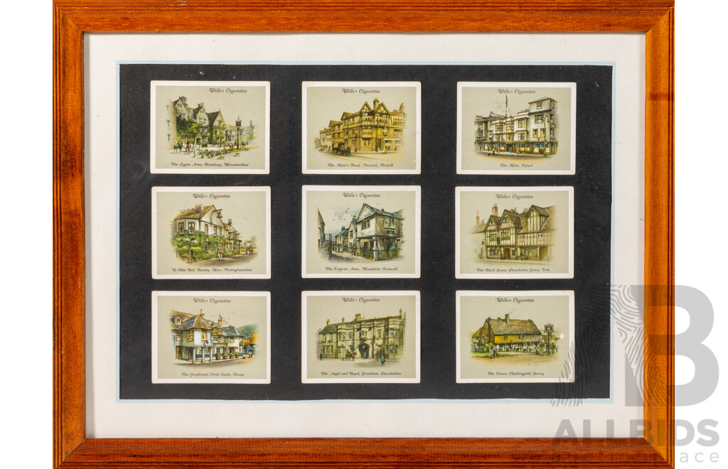 Artists Unknown, (Late 19th to Mid 20th Centuries), British Pubs & Australian Landmarks, Pair of Vintage Wills's Cigarettes Collectible Cards, 34.5 x 22.5 cm & 31.5 x 41.5 cm (frames) (2)