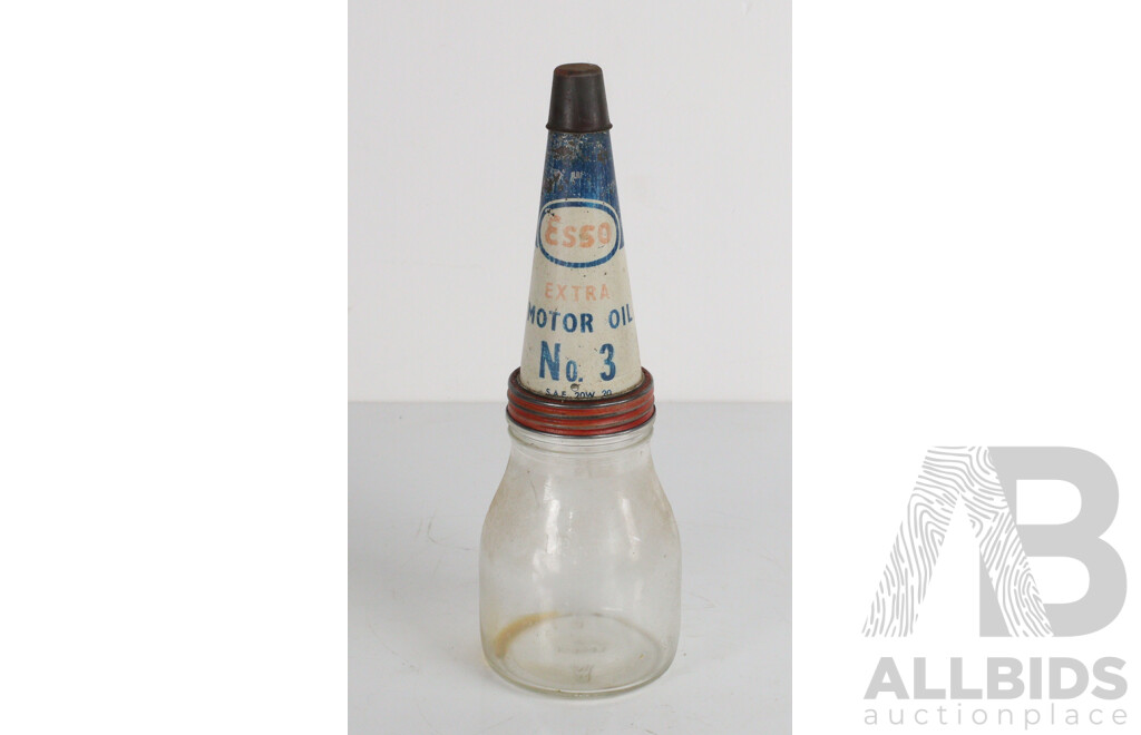 Vintage Esso Glass Motor Oil Bottle