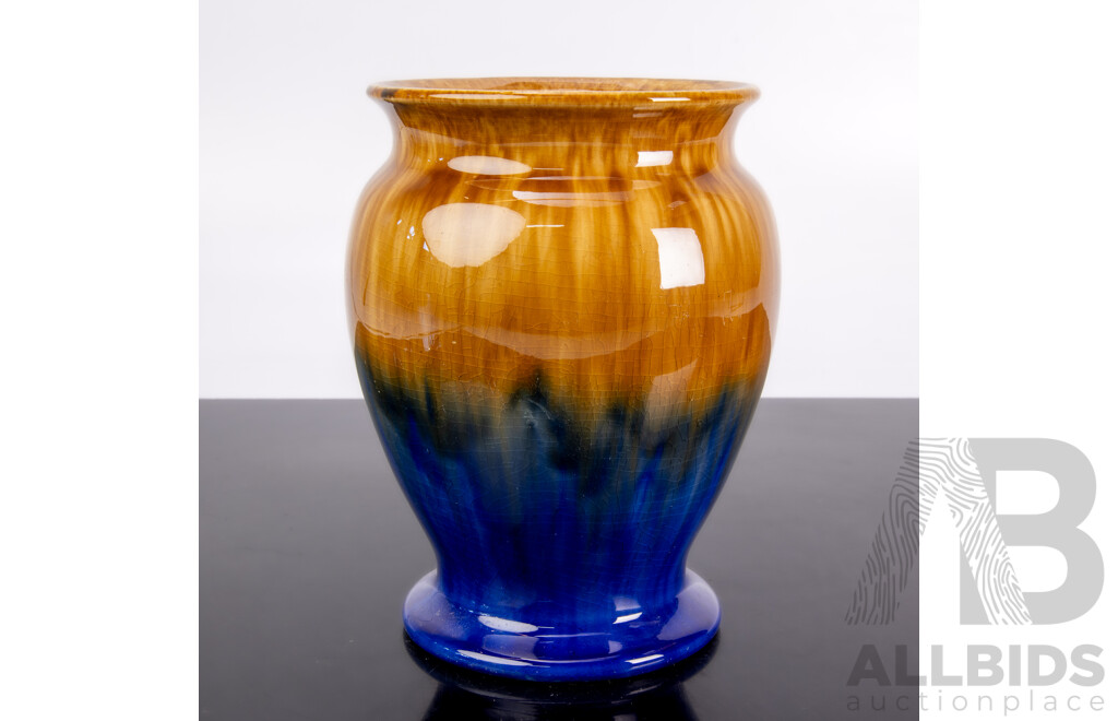 Antique Australian Regal Mashman Vase with Graduating Green and Brown Glaze