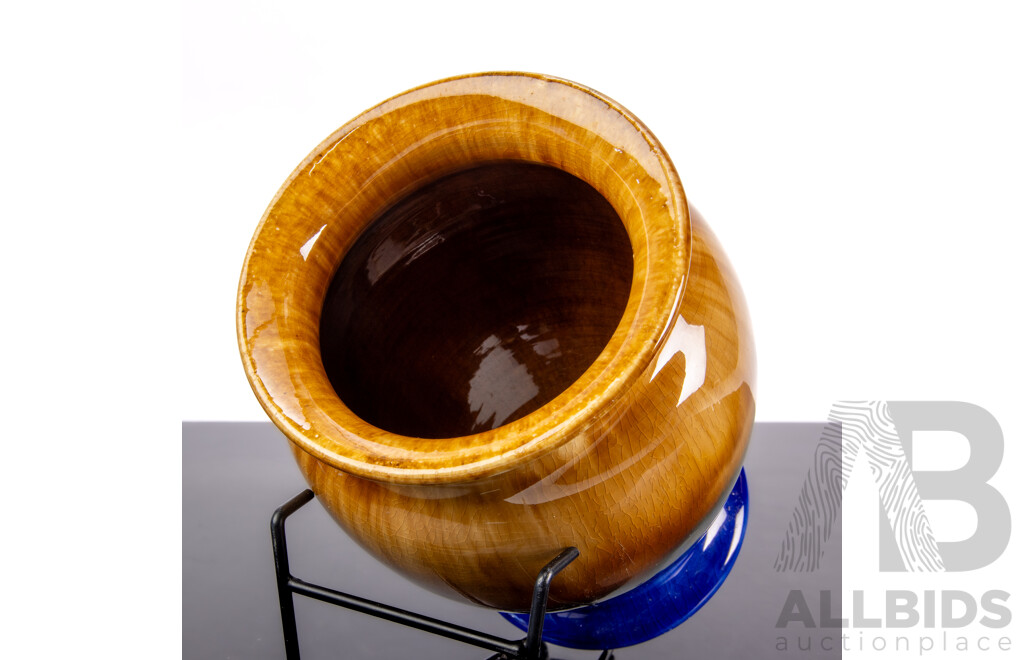 Antique Australian Regal Mashman Vase with Graduating Green and Brown Glaze