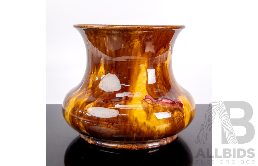 Antique Australian Tasmanian McHugh Jardiniere with Mottled Glaze
