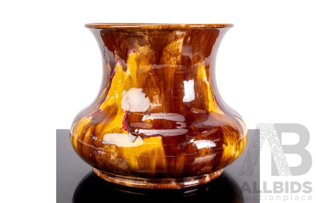 Antique Australian Tasmanian McHugh Jardiniere with Mottled Glaze