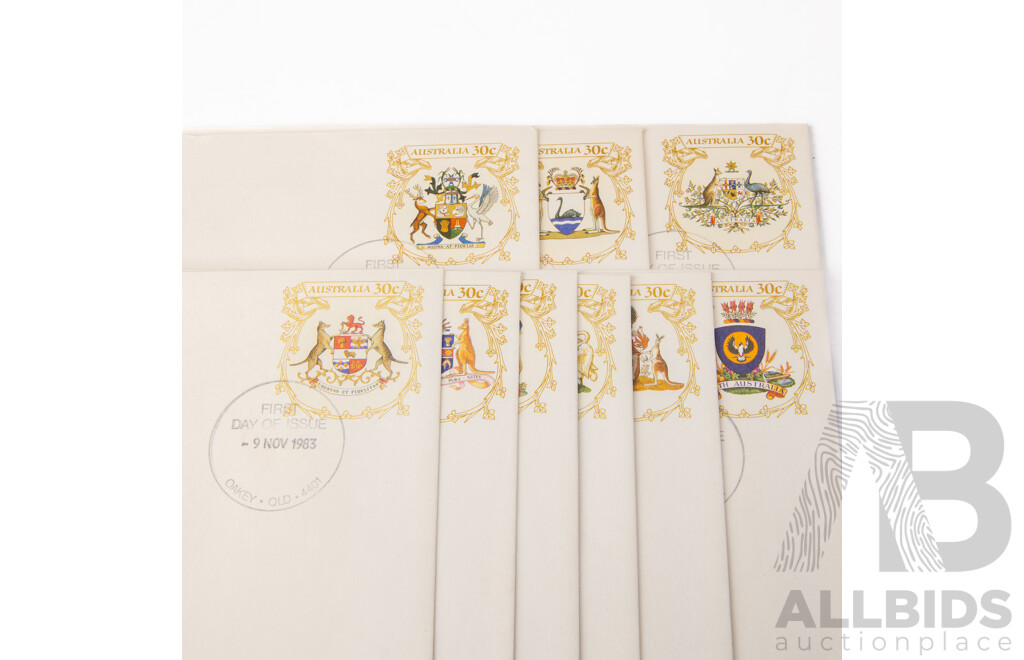 Collection Vintage Australian Ceramic Souvenir Ware Including Canberra, Tasmania, Sydney Along with Set Nine State First Day Covers