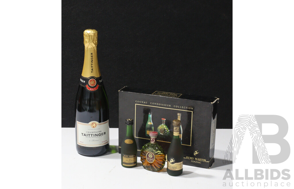 Remy Martin Cognic Connoisseur Collection and Bottle of Taittinger Champange