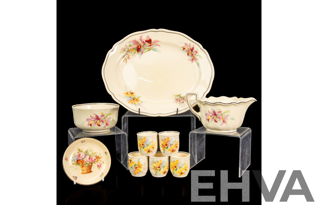 Collection Vintage Royal Doulton Porcelain in Orchid Pattern