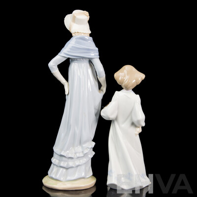 Two Spanish Nao for Lladro Porcelain Figures of Young Ladies