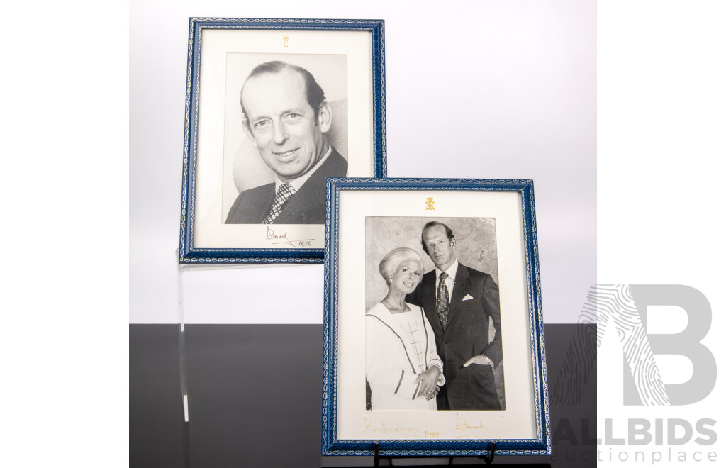 Photograph of Edward Duke of Kent & Katharine Duchess of Kent, Signed by Both, and Another Signed Just by Edward, 1980s