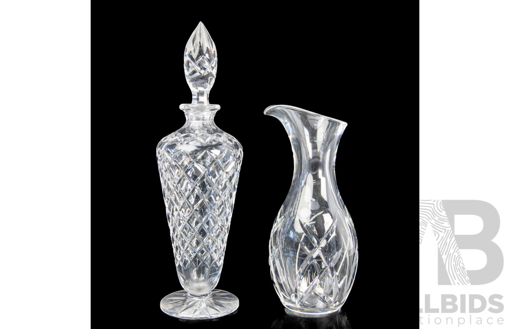 Waterford Crystal Decanter by John Rocha Along with Footed Crystal Decanter with Stopper