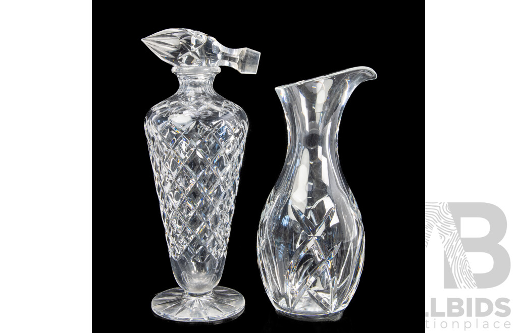 Waterford Crystal Decanter by John Rocha Along with Footed Crystal Decanter with Stopper