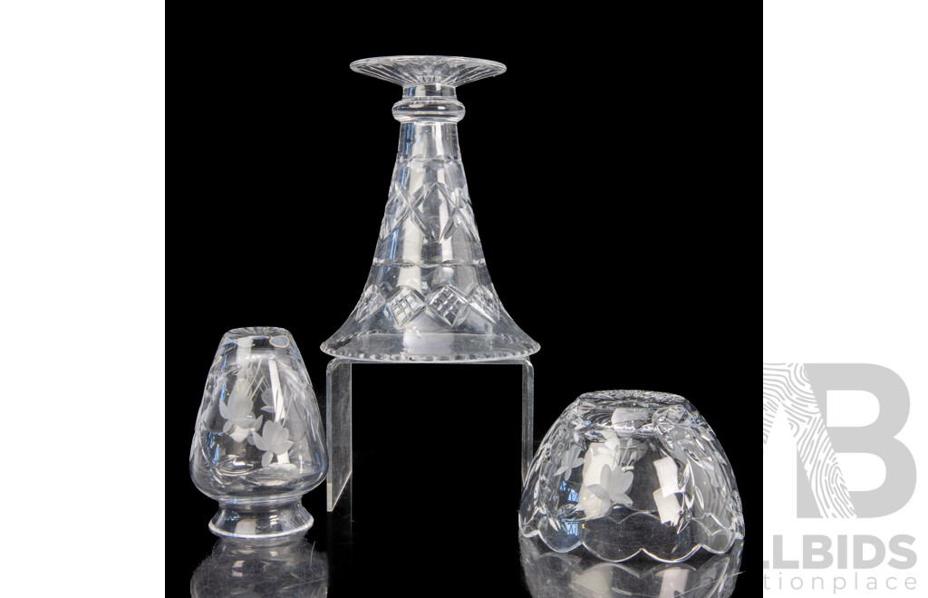 Collection Three Pieces Stuart Crystal Comprising Two Vases and Bowl