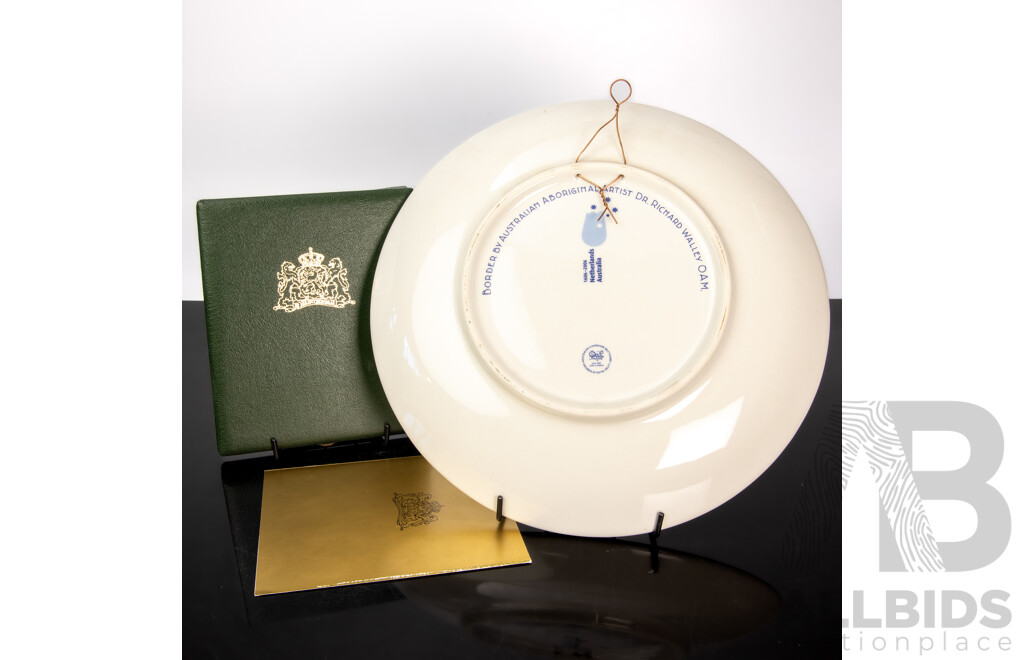 Delft Display Plate Commemorating 400 Years of Australian Dutch Contact Along with Replica Brass Astrolabe From the Batavia, Wrecked on the WA Coast in 1628