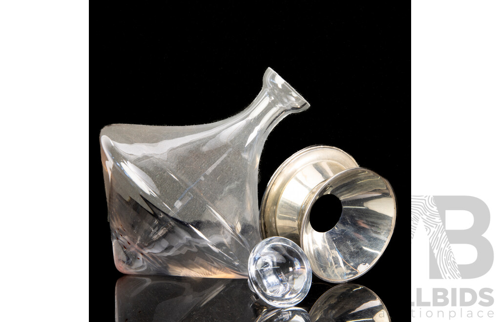 Retro Orbital Decanter & Crystal Stopper with Steel Base