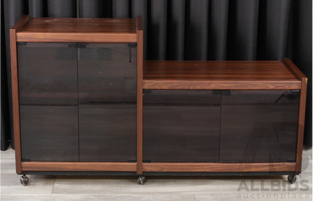 Veneered Entertainment Cabinet with Smokey Glass Doors