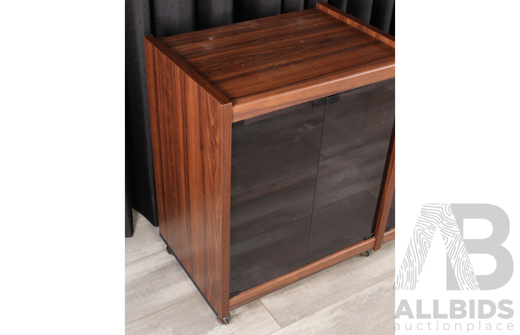 Veneered Entertainment Cabinet with Smokey Glass Doors