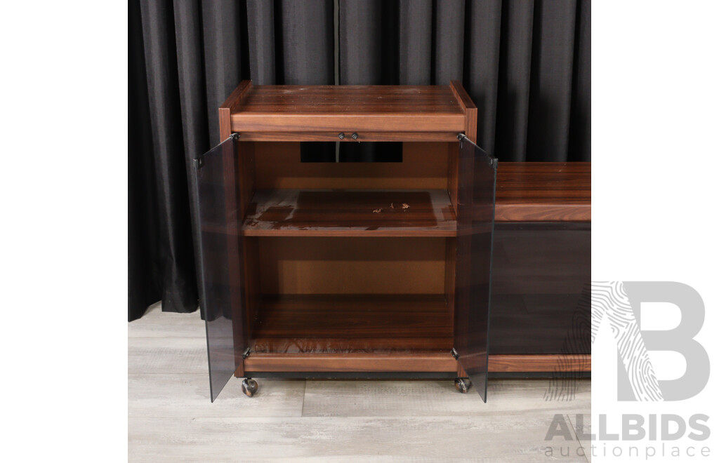 Veneered Entertainment Cabinet with Smokey Glass Doors