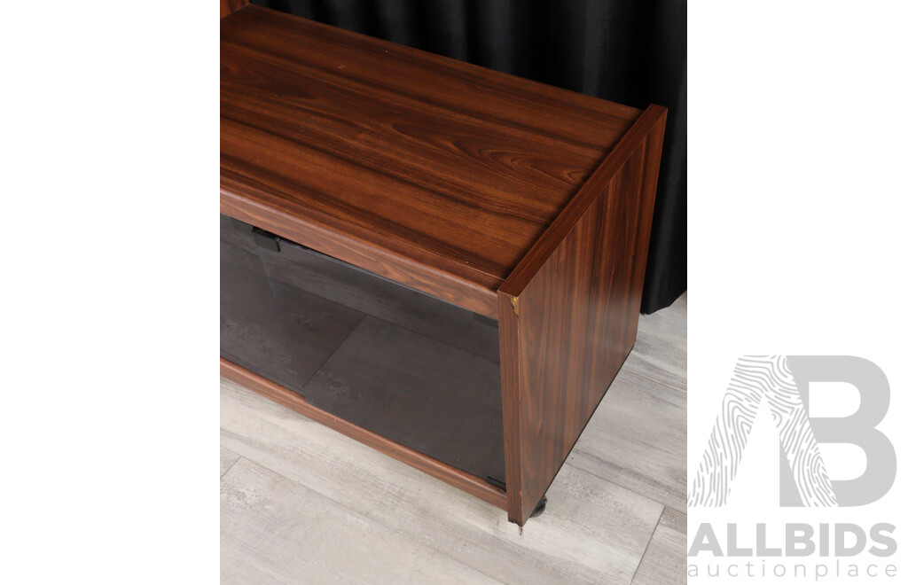 Veneered Entertainment Cabinet with Smokey Glass Doors