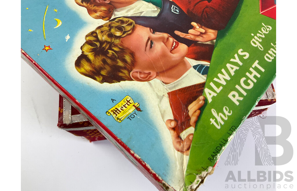 Vintage Merit Toy Amazing Magic Robot, Made in England, Scrabble, Made in Australia and Monopoly Money, Cards, Houses