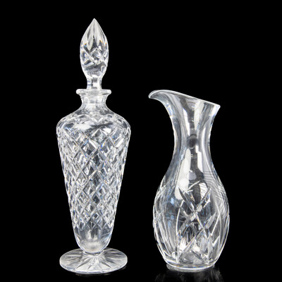 Waterford Crystal Decanter by John Rocha Along with Footed Crystal Decanter with Stopper